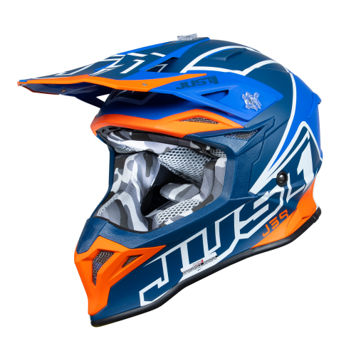 Just1 J39 Motocross Helmet Thruster White Fluo Orange Blue