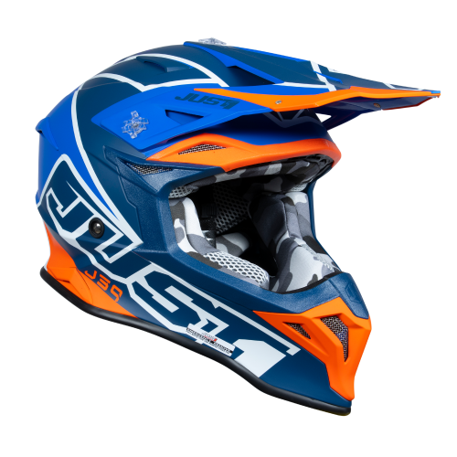 Just1 J39 Motocross Helmet Thruster White Fluo Orange Blue